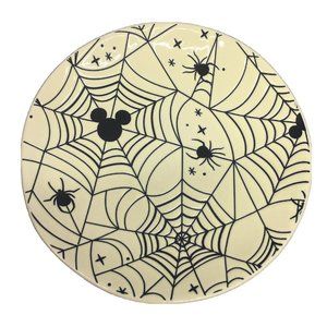 x6 Zrike DISNEY Halloween MICKEY MOUSE Cream Black Spiderweb Plate Set Appetizer